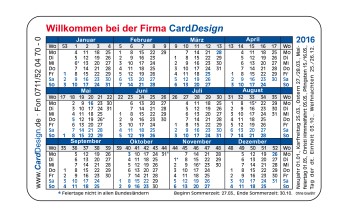 klein Kalenderkarte CardDesign