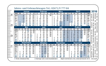 Kalenderkarte Newel Rückseite